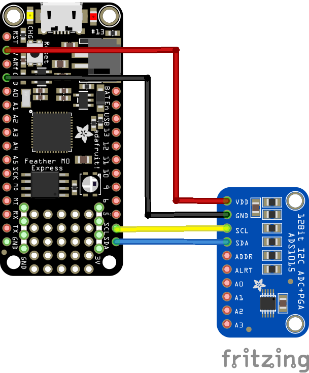 feather and ADS1015 layout