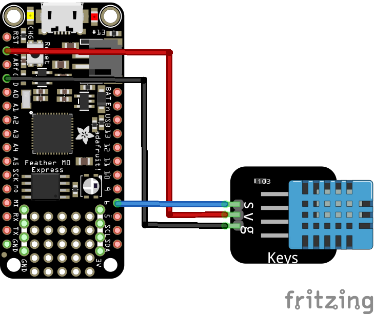 feather and DHT11 layout