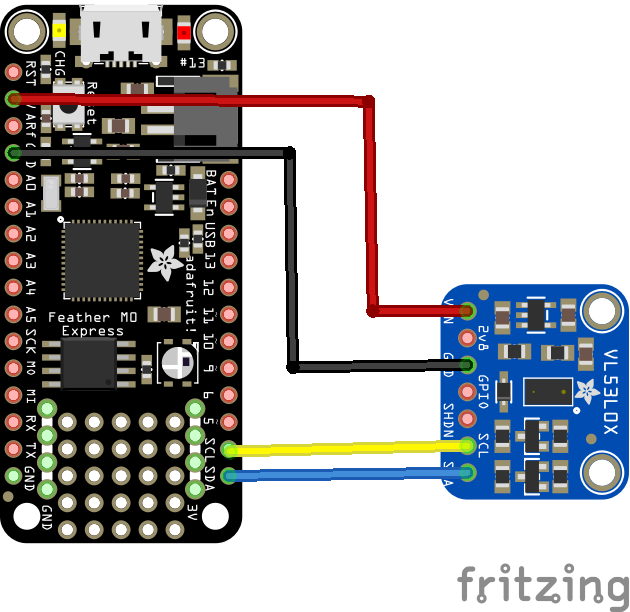 feather and vl53l0x layout