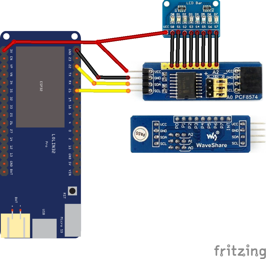 esp32 and pcf8574 layout